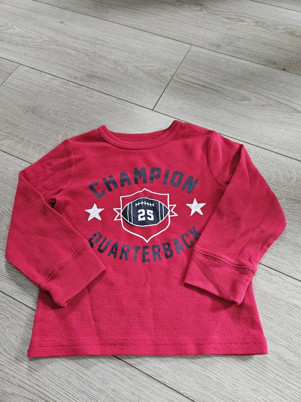 5/20$ The Children's Place Boys Red Thermal Shirt Football 2T Quarterback